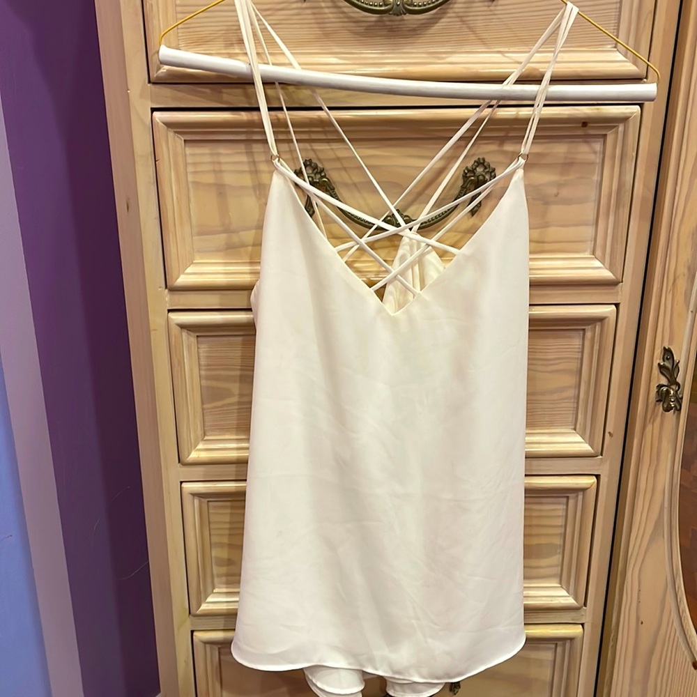 Express criss cross white tank